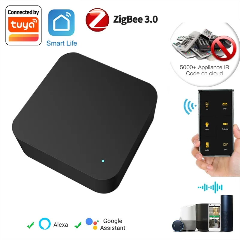

Умный ИК-пульт дистанционного управления Tuya Zigbee, универсальный инфракрасный пульт дистанционного управления для умного дома, ТВ, DVD, работы, Alexa Google