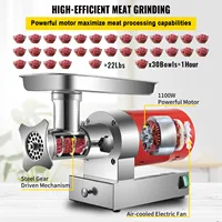 SucceBuy hachoir à viande électrique, 661 lb/heure 1100 W hachoir à viande hachoir à viande électrique 1,5 HP avec 2 plaques de broyage, 3