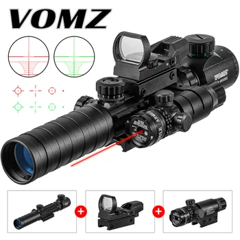 VOMZ 3-9X32 EGC Tactical Optic Red Green Illuminated Riflescope - Holographic Reflex 4 Reticle Red Dot Combo Hunting Rifle Scope 1
