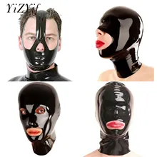  Unisex Latex Mask Sexy Role Play Shiny Rubber Open Eyes and Mouth Headgear Full Face Mask Hood for Cosplay Sexy Costume Masks 