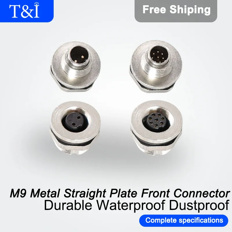 

5/10/100PCS M9-2/3/4/5/6/7/8Pin Aviation Automobile Waterproof Metal Direct Plug Socket Welding Plate Front Plate