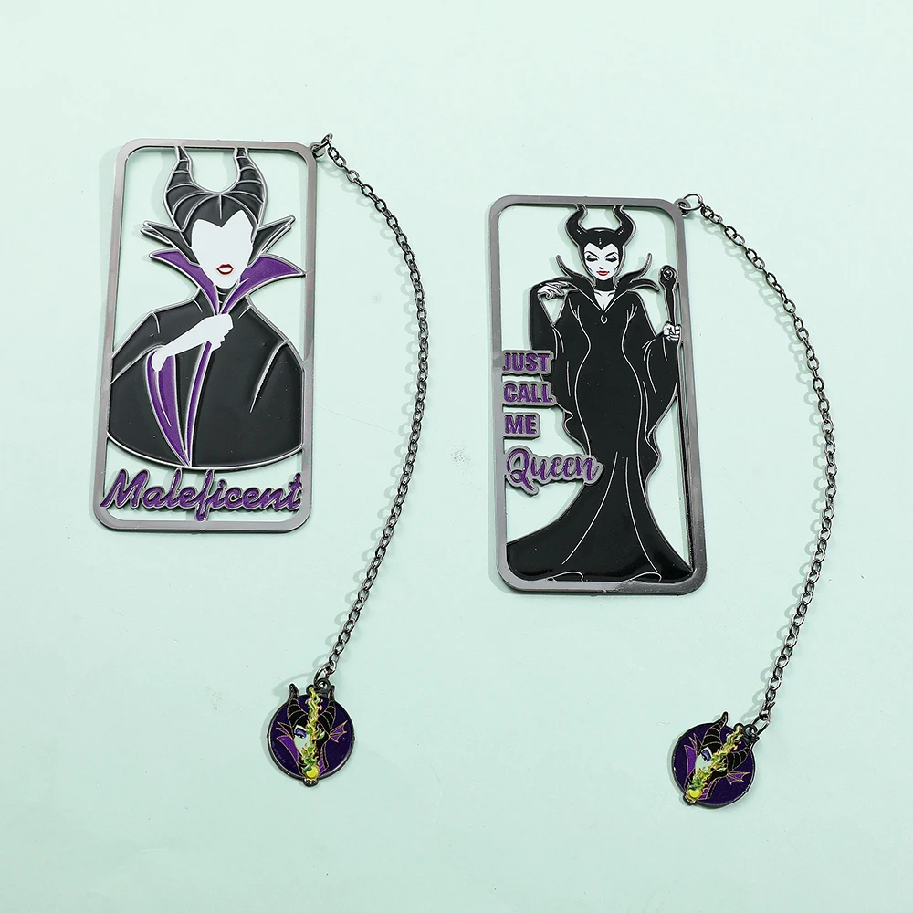 Maleficent Metal Bookmark-Black Magic Queen with Chain Pendant Bookmark Reading Marker Gift for Book Lovers