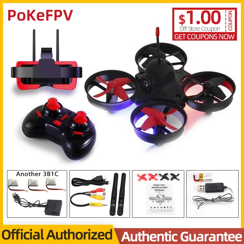 PokeFPV RTF Micro FPV RC Racing Drone Quadcopter With LS-VR009 MINI FPV Goggles VR Headset 1000TVL 40CH Camera Helicopter Drone - AliExpress