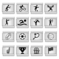 Laser Sport Archery Swimming Cycling Play Ball Italian Charm Links Fit 9mm Bracelet Stainless Steel DIY Jewelry Making Wholesale 1