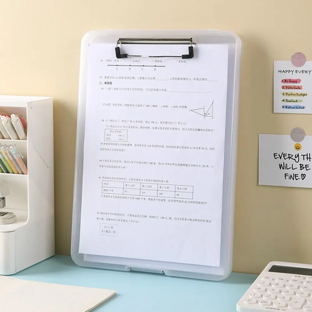 A4 File Folder Clipboard transparent clipboard writing clipboard business folder Writing Pad Memo Clip Board Test Paper Storage Box Organizer Stationary School Supplies