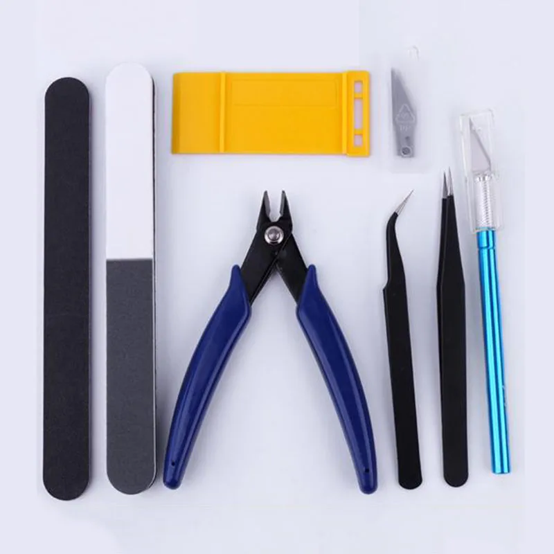 Military/Anime Mecha Model Building Tool Combo DIY Multi Functional Tool Kits Scissors Pen Knife Tweezers Electric Sander A4 Mat 5