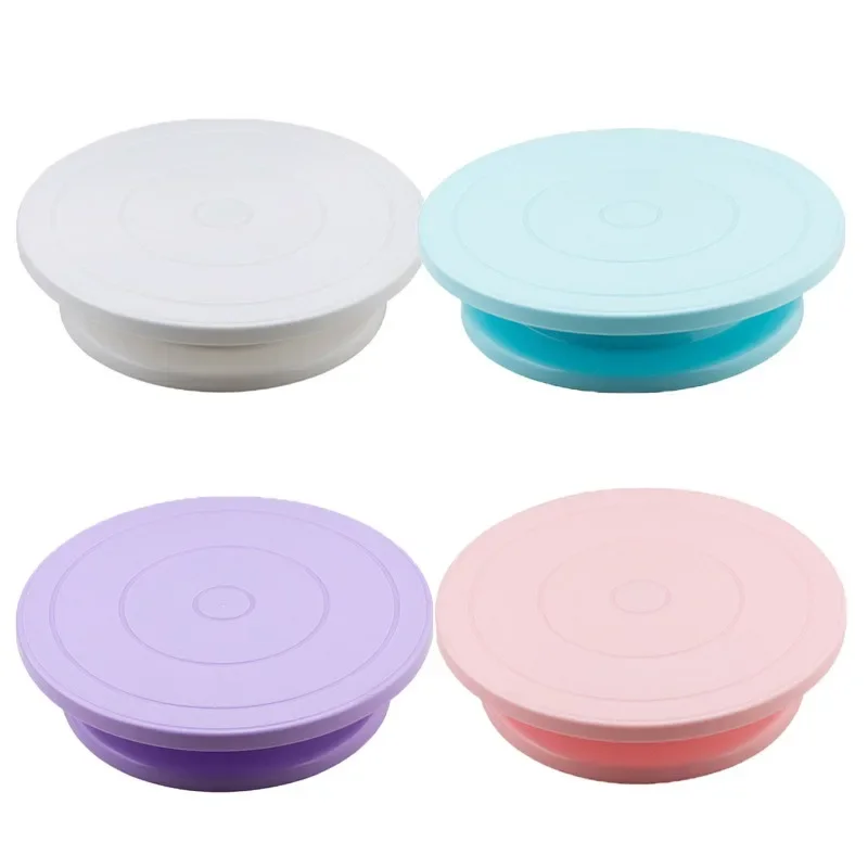 Cake Turntable Plastic Cake Plate Turntable Rotating Anti-skid Round Cake Stand Decorating Rotary Table Kitchen DIY Pan Baking Tool