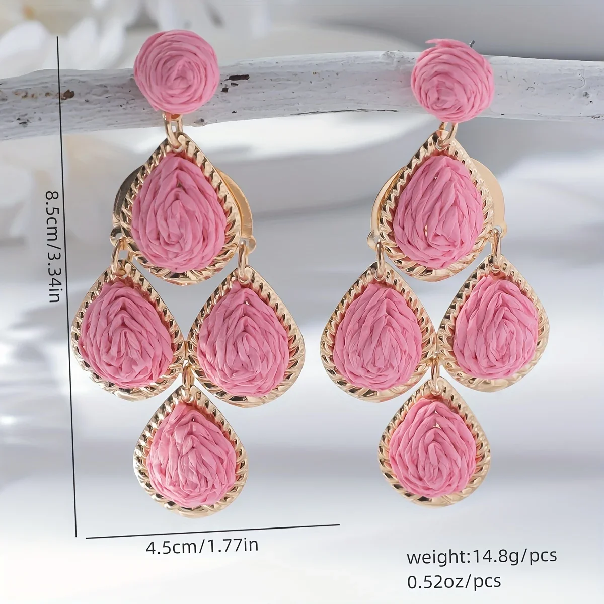 Bohemain Fashion Handmade Water Drop Long Earrings for Women Colorful Rattan Knit Raffia Hanging Earring Party Jewelry Accessory