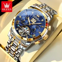 OLEVS 9910 Tourbillon Men Automatic Watch Original Waterproof Luminous Calendar Watch Skeleton Brand Luxury Men Mechanical Watch 1