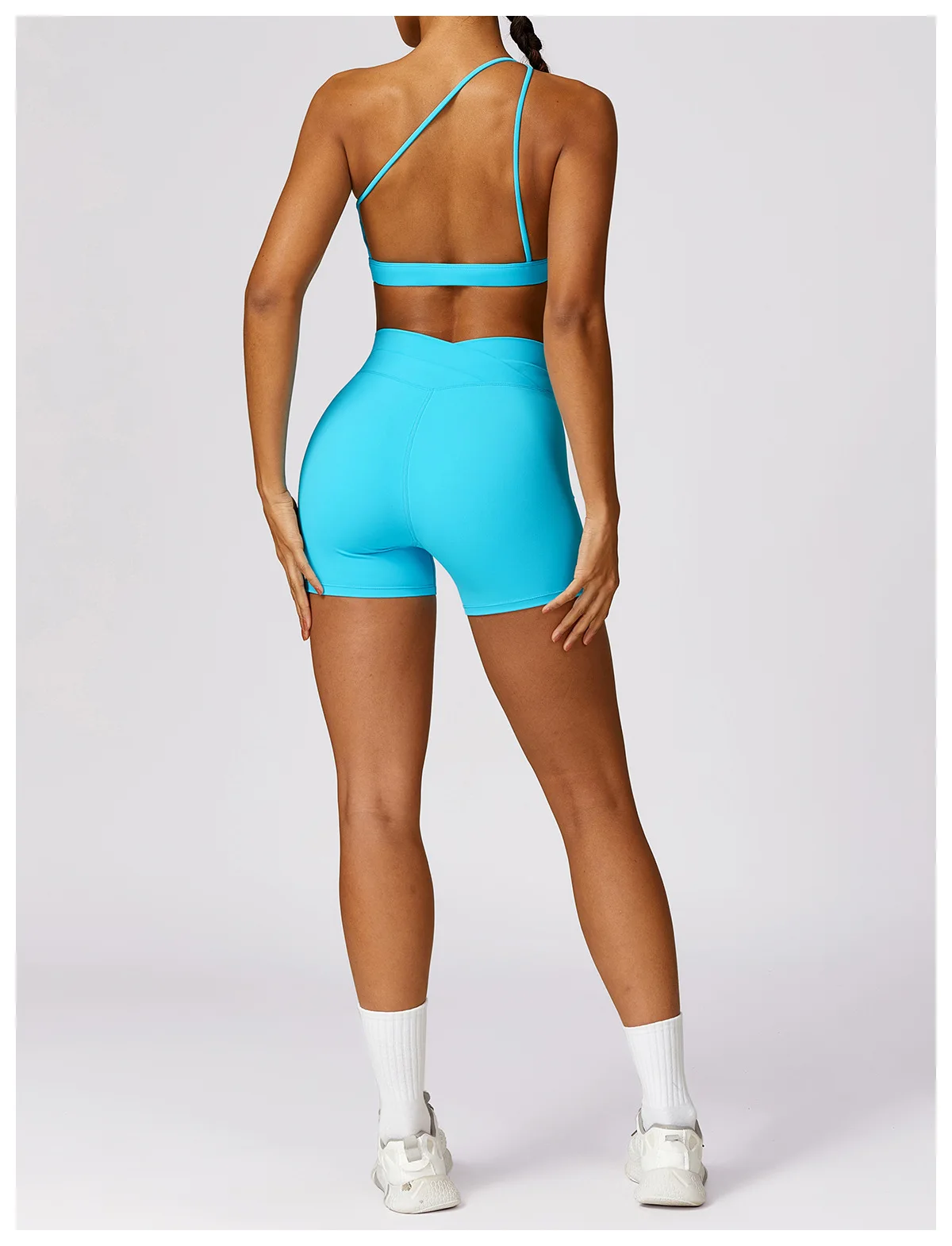 2 Piece Yoga Sets Quick Dry Woman Yoga Outfit Shorts One Shoulder Bras Sport Suit for Women Sportswear Fitness Gym Workout Sets