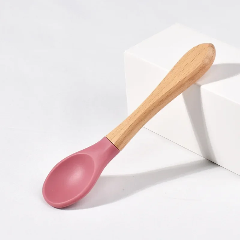 Spoons Baby Feeding Spoon Fork Wooden Handle Spoon Fork Set, Baby Plate Set - 第 14/22 張圖片
