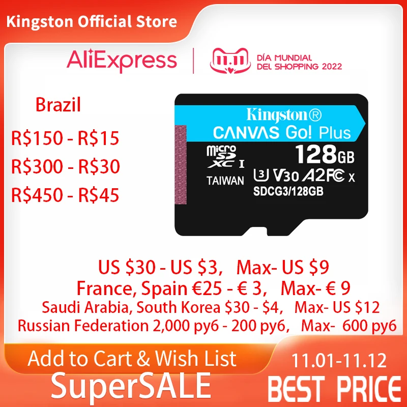 New Kingston Canvas Go Plus Microsd Card 128gb Micro Memory Card 64g  Class10 Tf Card 256gb 512gb Carte Sd Memoria For Smartphone - Memory Cards  - AliExpress