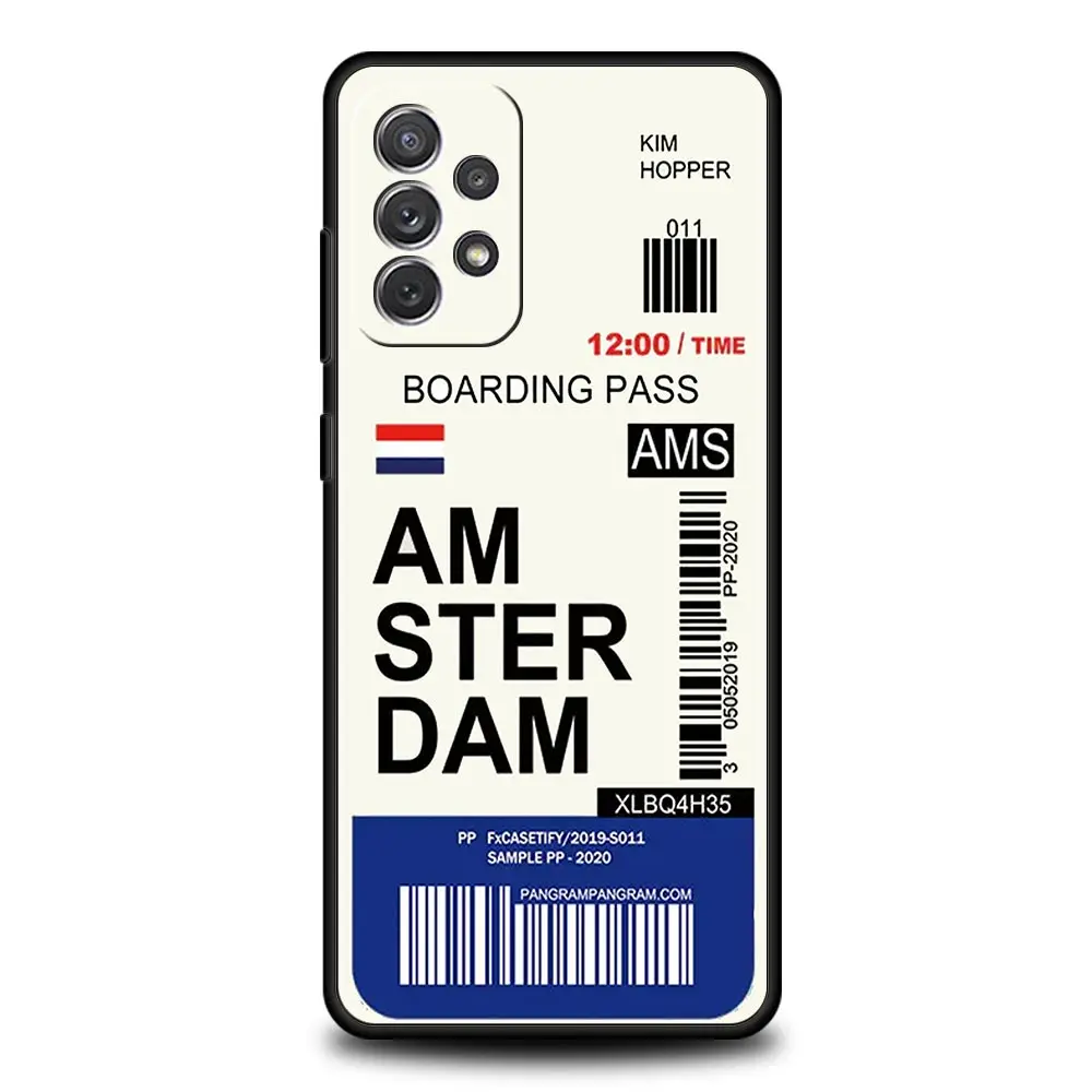 World City Travel Ticket New York London Phone Case Cover