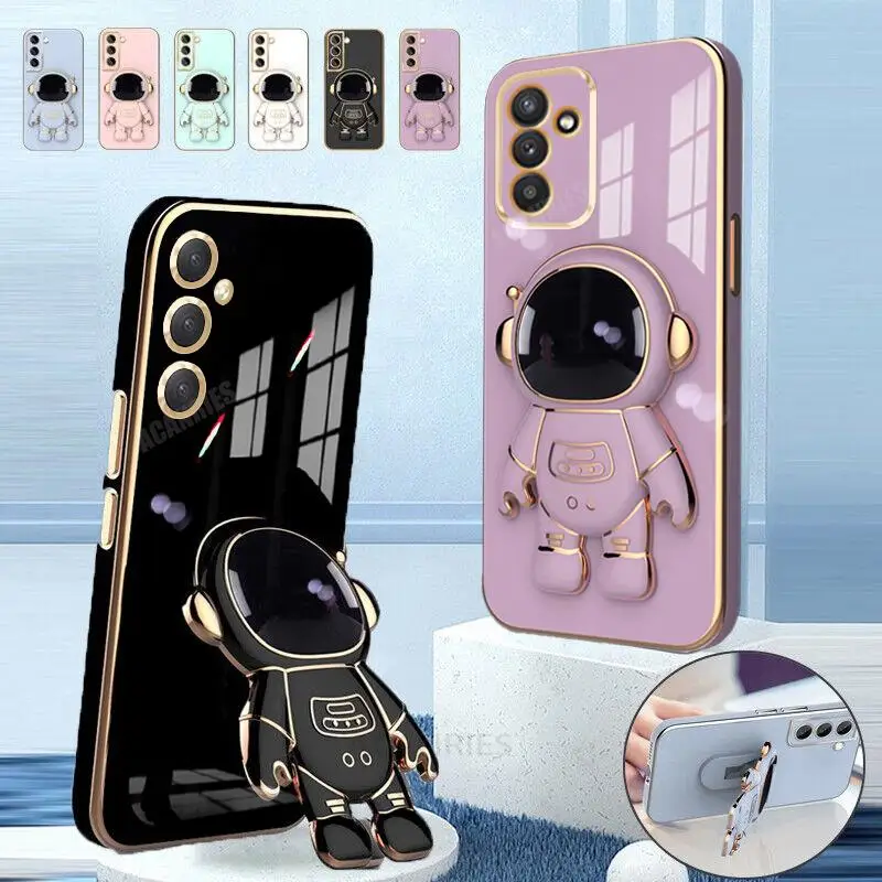 Astronaut Holder Luxury Plating Silicone Stand Case