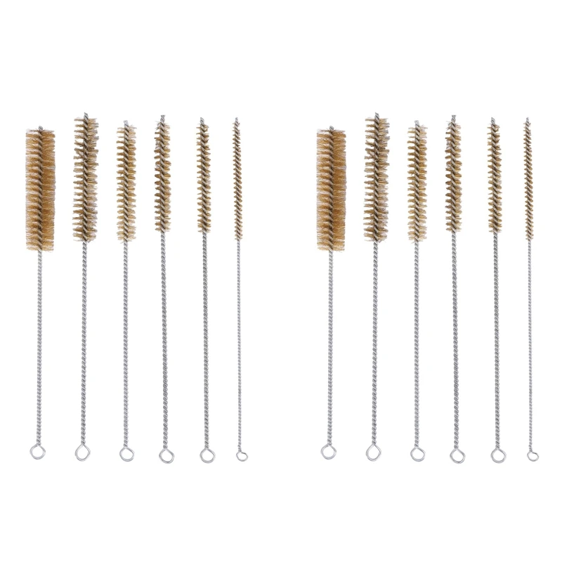 Afbc 12 Pcs Brass Tube Cleaning Brush Wire Brush Set Brass Wire Brush