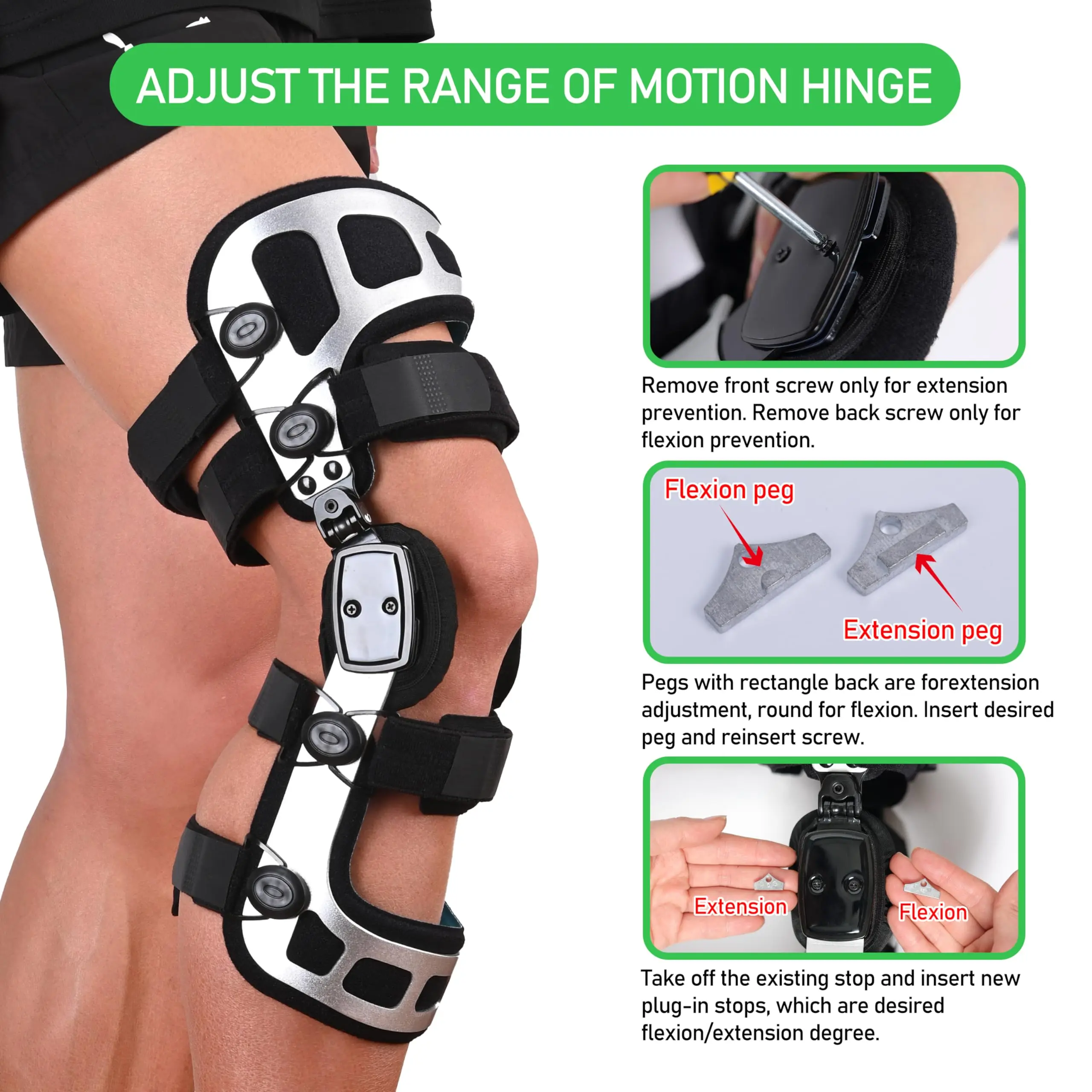 Post-operative Knee Support Brace KD ROM Hinged Knee Brace - Adjustable ...