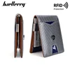 RFID Protection Carbon Fiber Men's Leather Money Clip Wallet With A Metal Clamp Credit Card Slots ID Cash Holder Small Purse 1