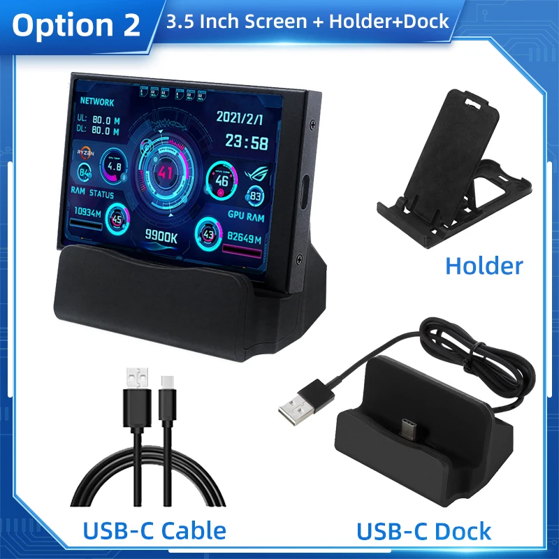 TURZX 3.5 / 5 インチ IPS USB セカンダリスクリーンコンピュータ CPU