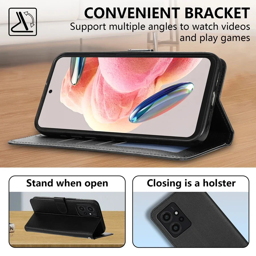 Wallet Card Slot Stand Magnetic Flip Leather Case - Leather Design with Built-in Card Holder and Stand Functionality
