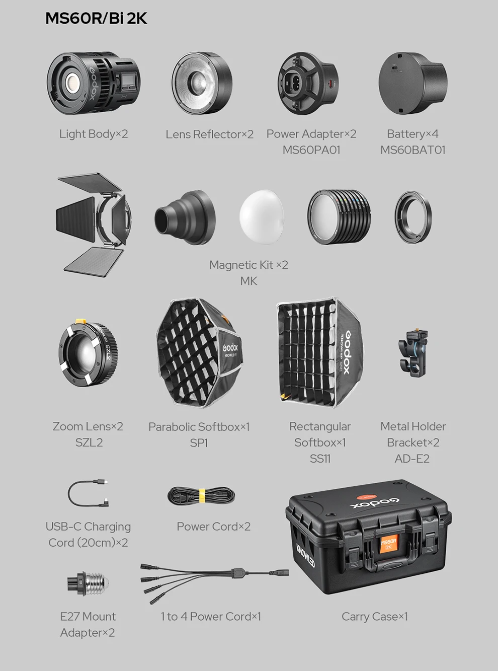 Godox RS60Bi RS60R Studio Light 60w RGB Bi-color Full-color LED Video Fill Light