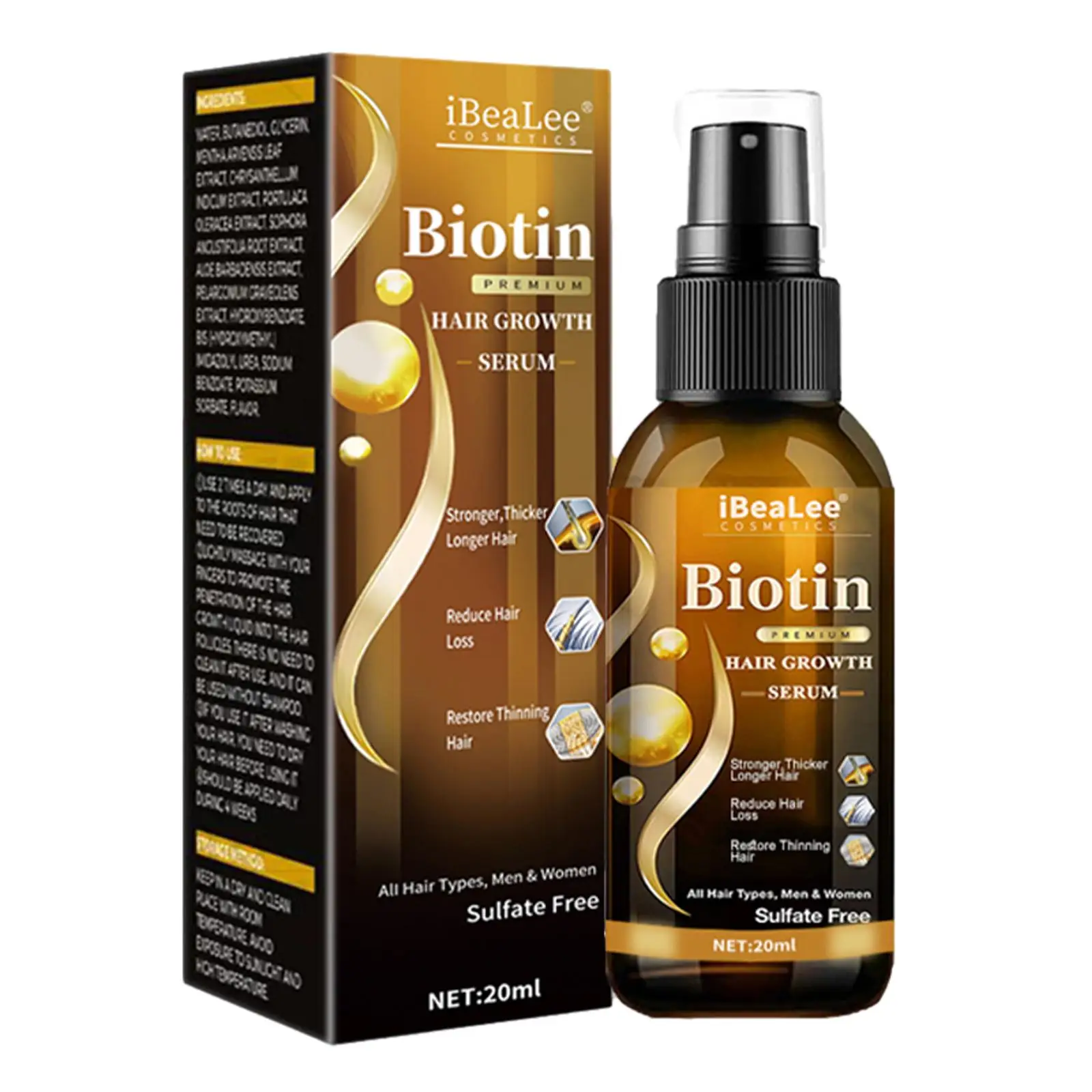 20/80ml 30 Capsules Biotin Hair Repair Hair Weak Oil Scalp Repair Serum Spray Thicken Serums Promoting Healthier Care