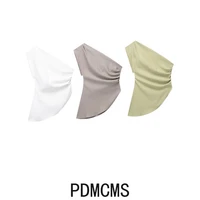 Zr European And American Women S Clothing French Off Shoulder Asymmetrical Diagonal Collar Design Top T.jpg