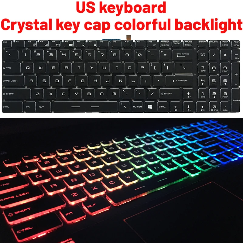 Teclado Fino do Portátil Russo Eua Reino Unido Espanhol Msi Gf75 8rc 9rd 9rd 9sc 9se Ms17f1 - Imagem 2