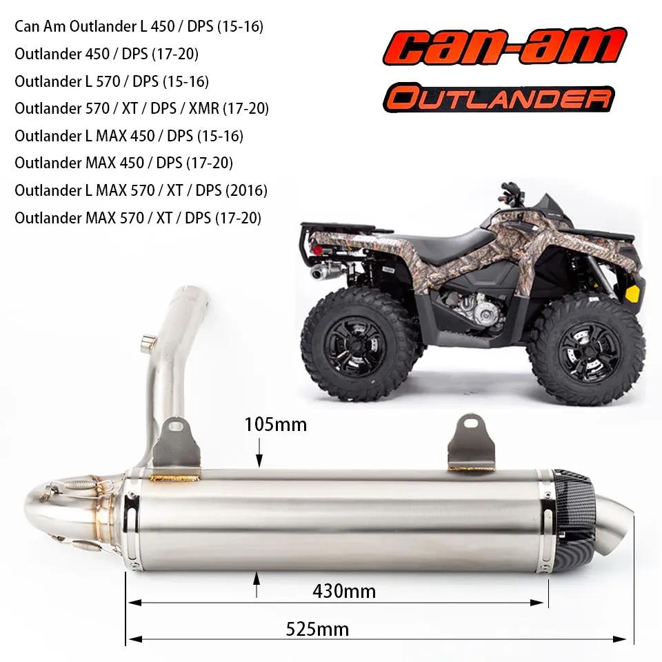 MotorcycleATVexhaustSlipOnExhaustforCanAmOutlanderLMAX450