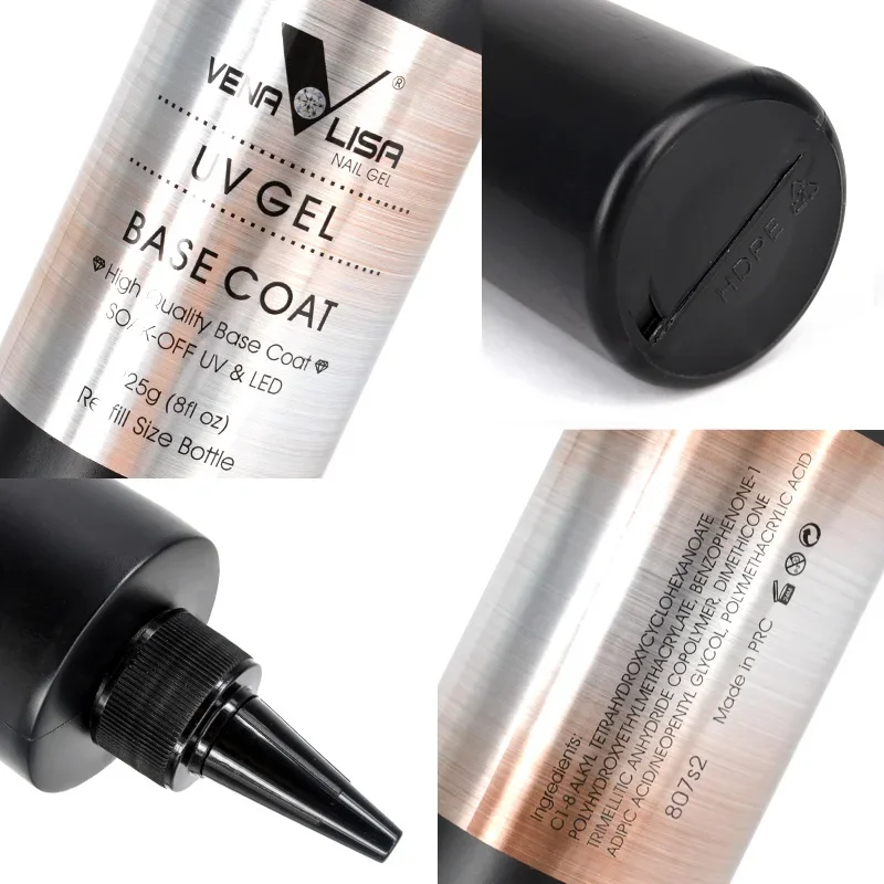 Venalisa Brand 225g Super Quality Nail Art Soak Off UV/LED No Wipe Top Coat Base Coat Without Sticky Layer Tempered TopCoat 2