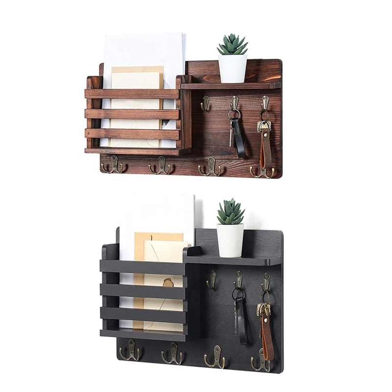 Key And Mail Holder For Wall Mail Organizer Wall Mount With Hooks Easy Installation Key Rack For Entryway And Homedecorb Durable