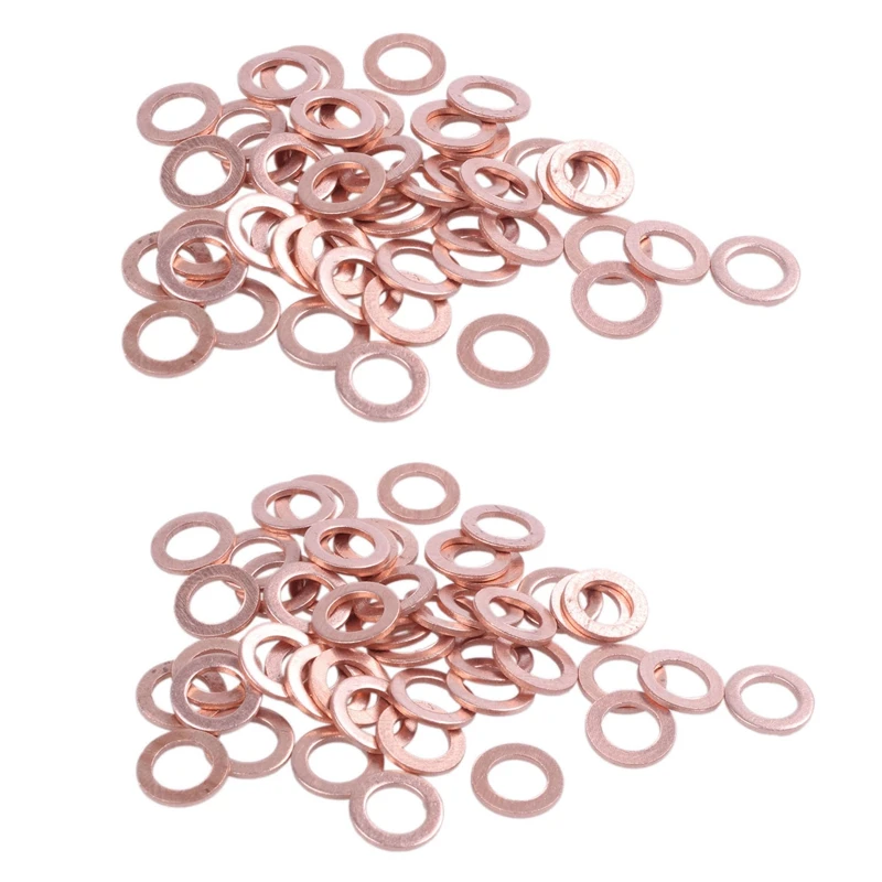 

100 Pcs Copper Crush Washer Flat Seal Ring Fitting 6Mm X 10Mm X 1Mm
