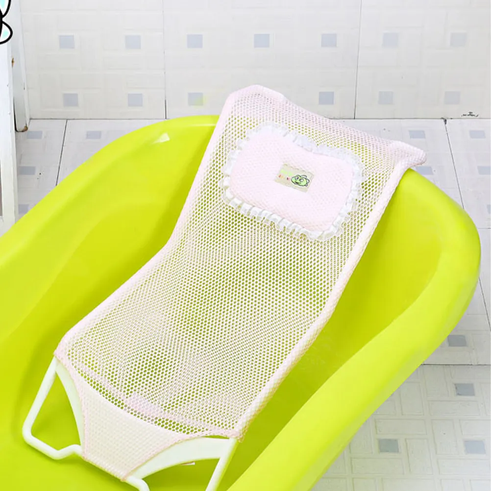 Rete di Supporto per Sedile da Bagno per Neonati Rosa, Tessuto a Rete Traspirante, Comoda per il Bambino Durante il Bagnetto