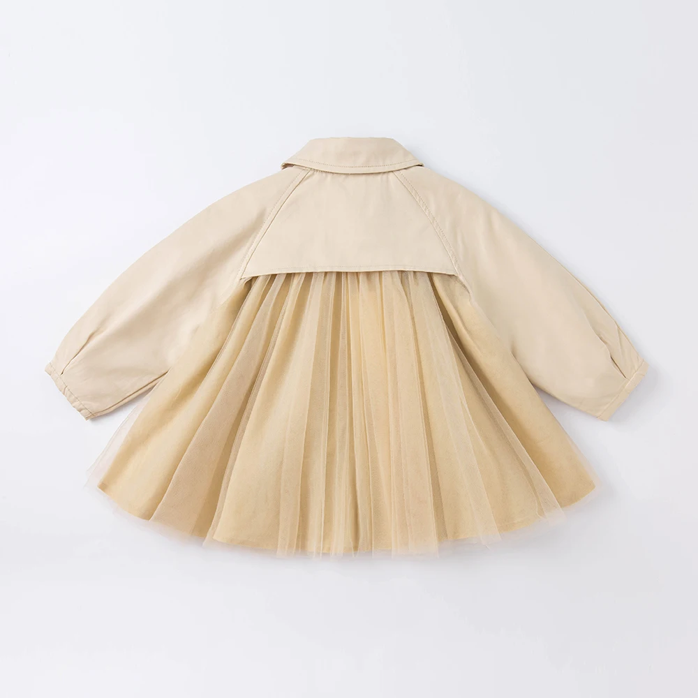 데이브 벨라 어린이 레이스 메쉬 재킷 가을 봄  소녀 카키 우아한 코트 아동복 긴 소매 외투 DB1261548