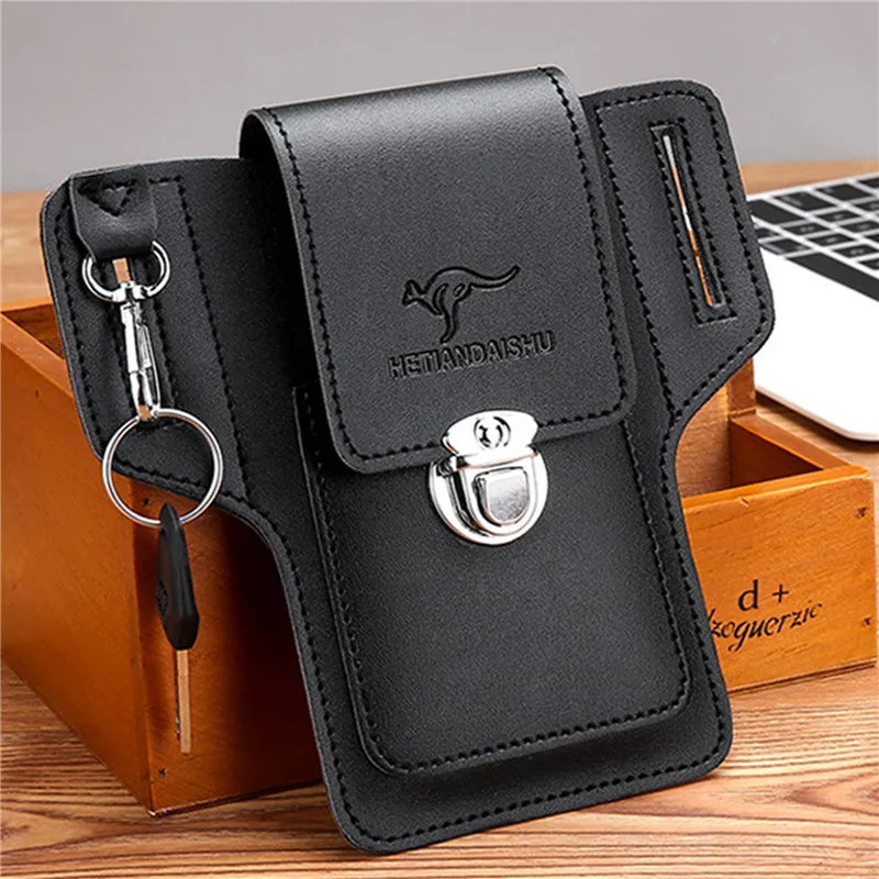 Waist Pack Men Leather Multifunctional