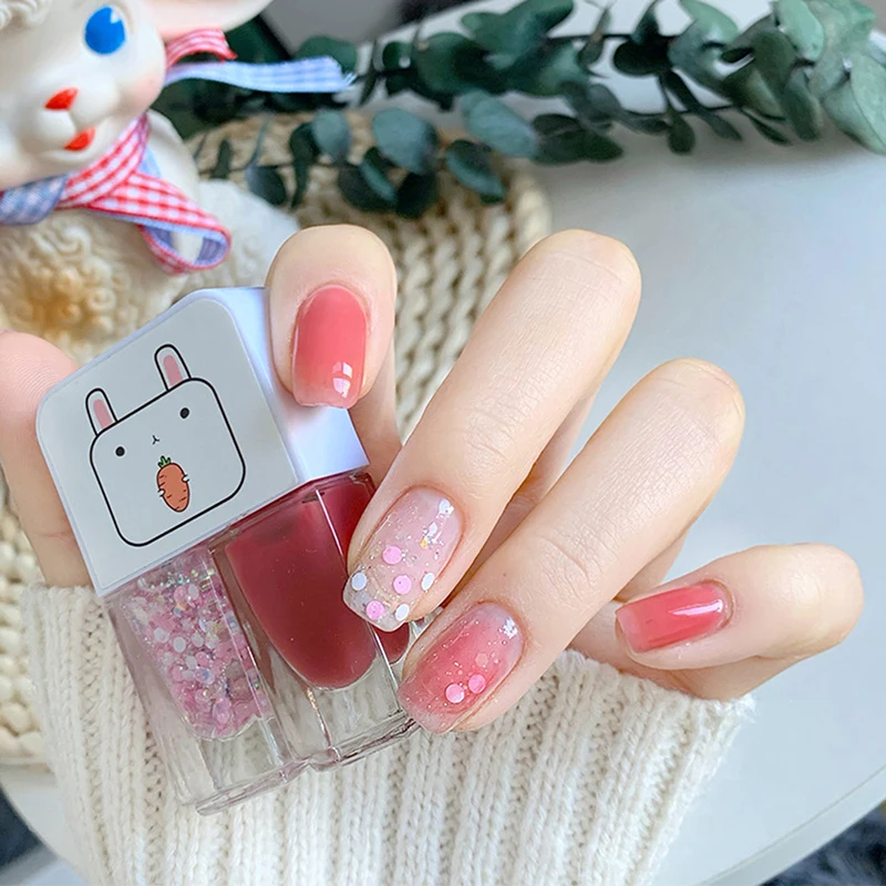 2 Bottles Gel Nails Polish Waterborne Shiny Quick Drying No Bake Normal