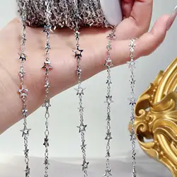 Hollow Star - Shaped Iron Chain for DIY Jewelry Making - Various Lengths (Steel Color)
