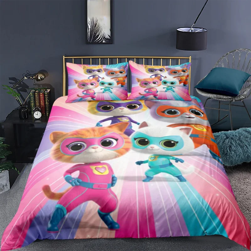 

Cute Cat Super kitties 3D Printed Duvet Case Pillowcase Bedding Set Twin Full Queen Size for Bedroom Decor