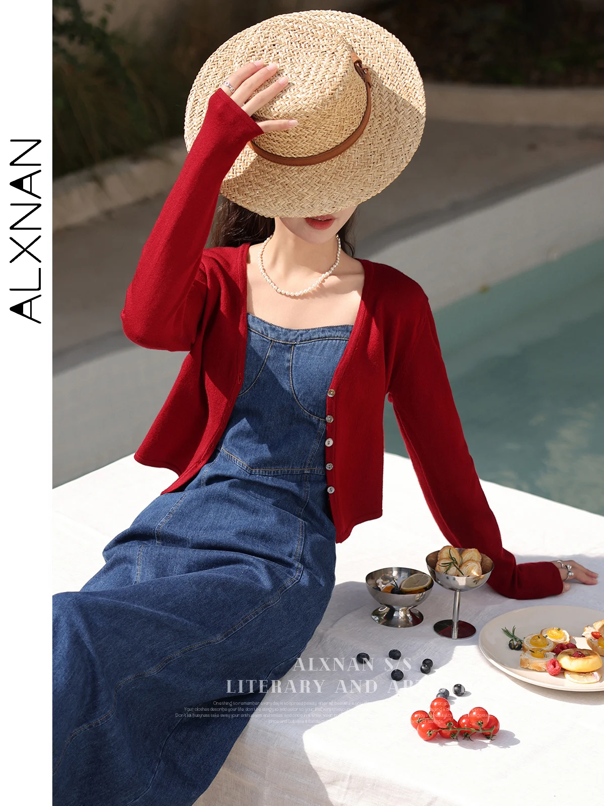 

Женский трикотажный кардиган ALXNAN, повседневный однобортный тонкий трикотажный кардиган с V-образным вырезом и длинным рукавом, весна 2024