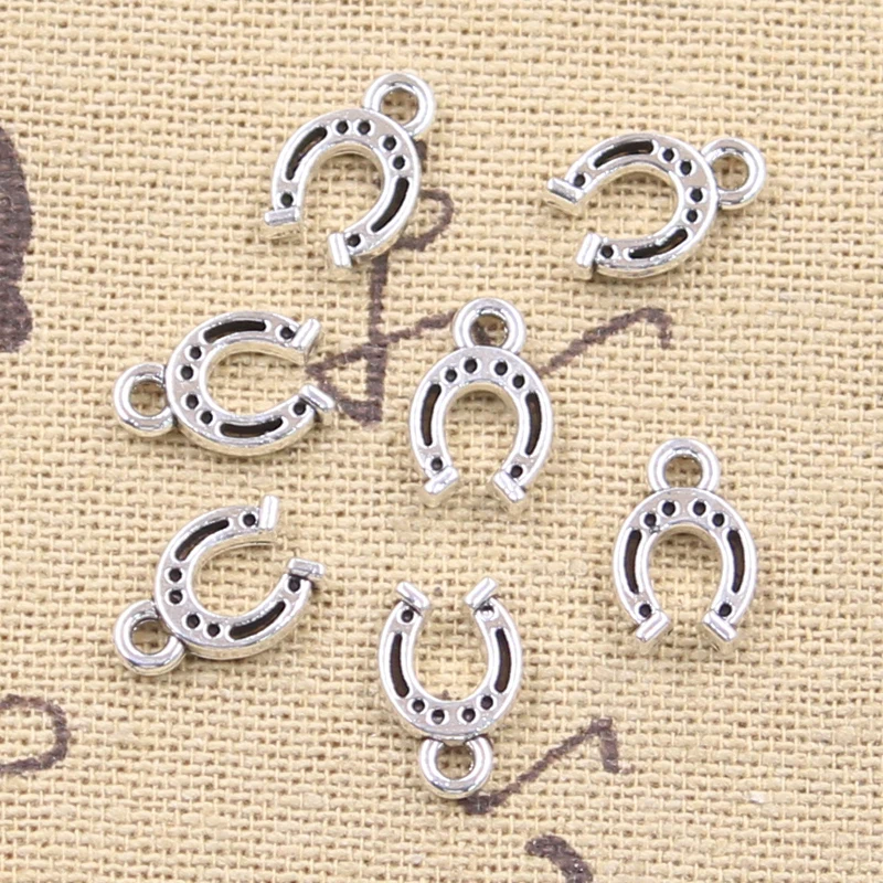 30pcs 매력 행운의 말굽 행운 부적 12x8mm 골동품 실버 컬러 DIY 공예품 만들기 결과 수제 티베트 펜던트