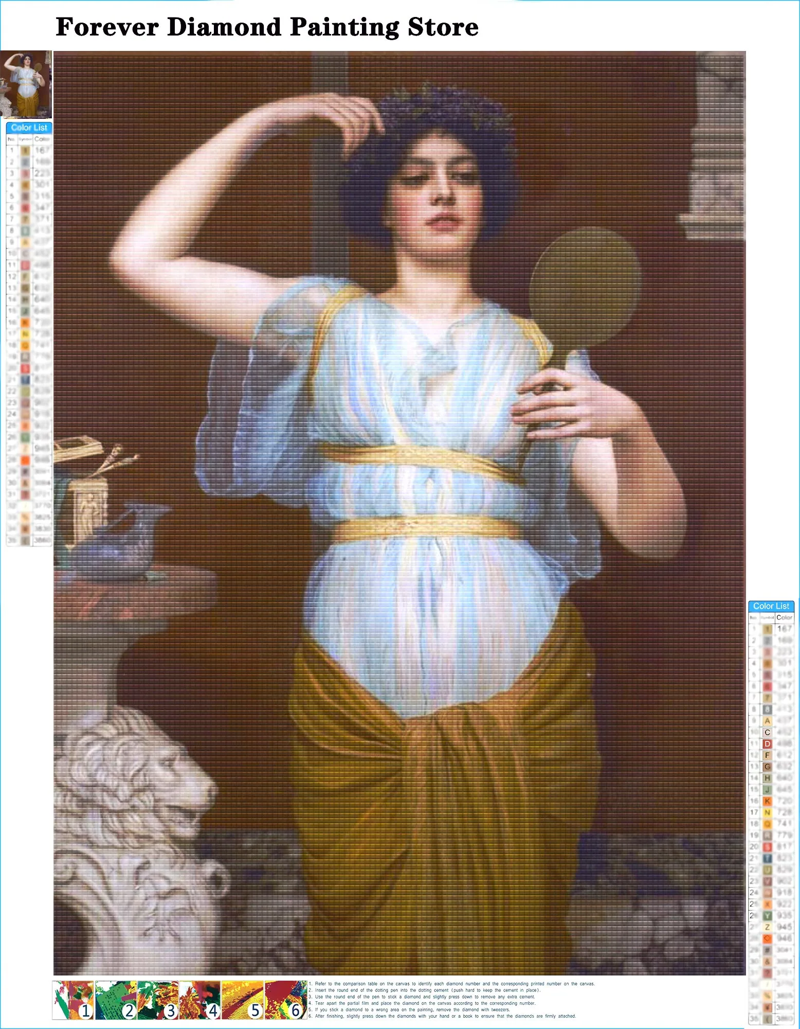 존 윌리엄 Godward 전체 드릴 다이아몬드 페인팅 초상화 포스트 모던 유럽 소녀 예술 크로스 스티치 자수 모자이크 홈 장식
