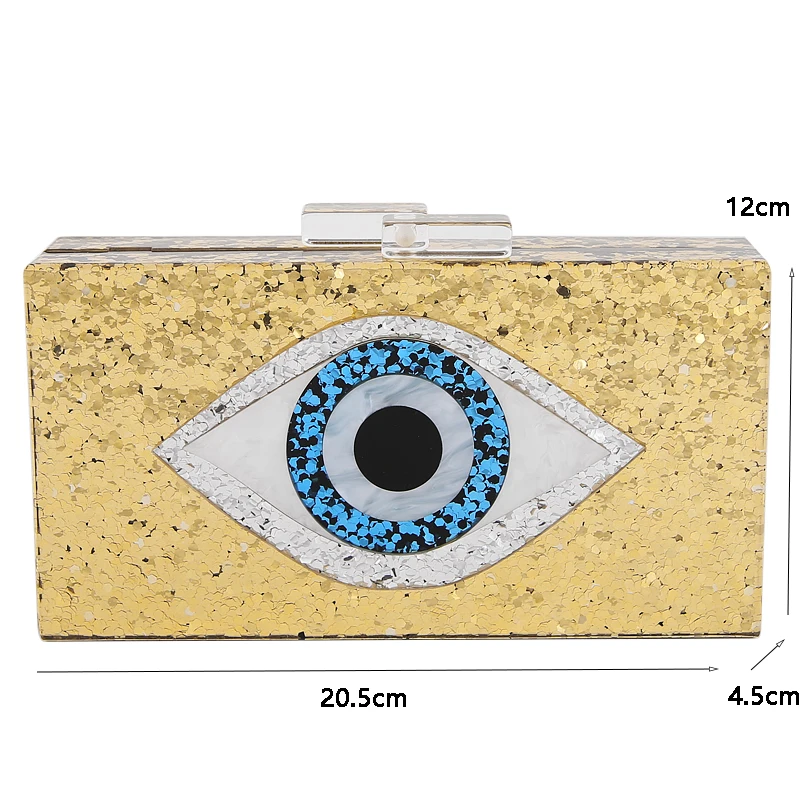 Ladies Wallet Eye Acrylic Bag Sequins Clutch Handbag Luxury Evening Bag Wedding Party Prom Purses Personality Women Shoulder Bag