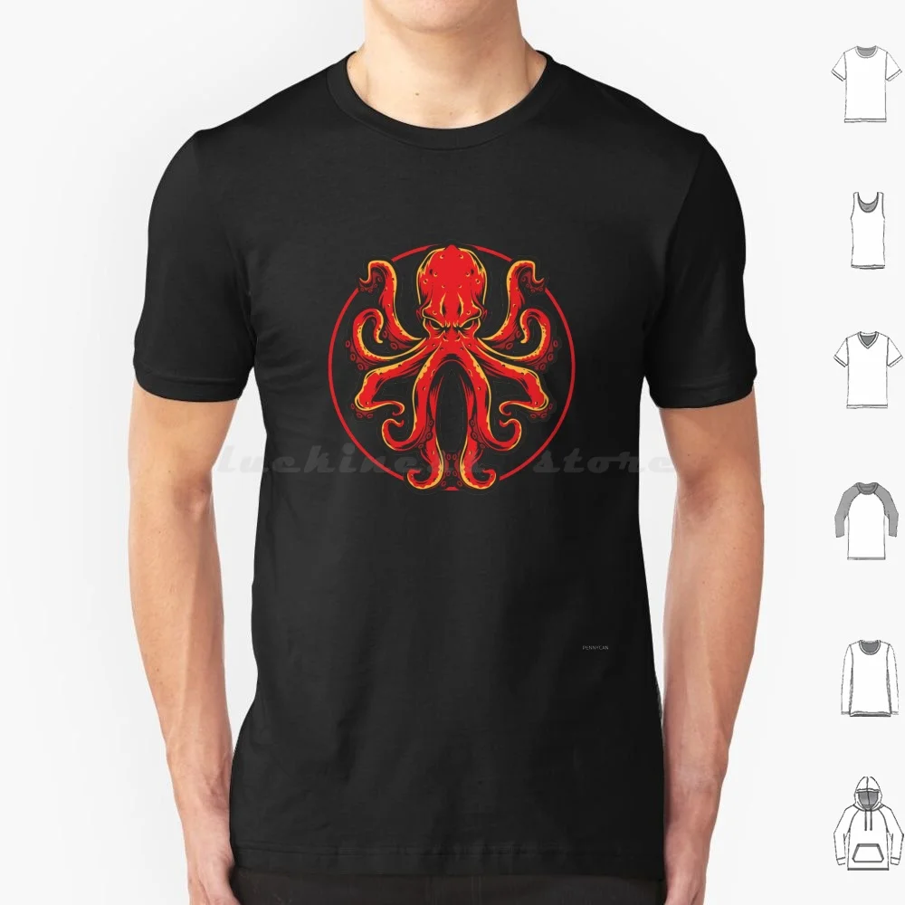 Maglietta Red Octopus 6Xl Cotton Cool Tee Octopus Tentacles Ocean Sea Squid Funny Animal Cute Fish Kraken Sea Life Tentacolo