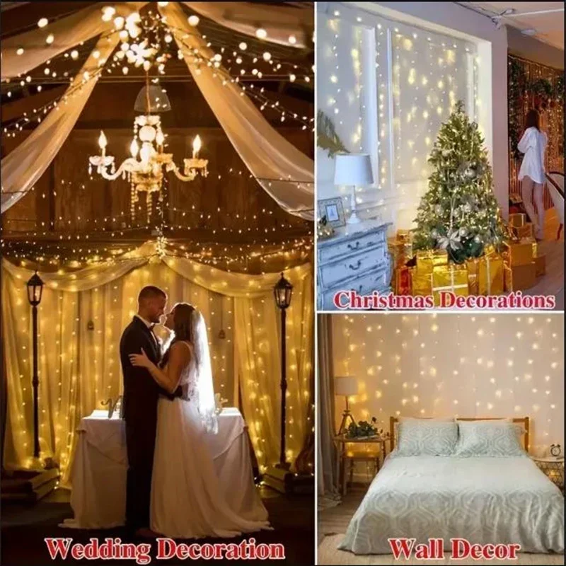 USB Remote Control 8-function Copper Curtain Light String Waterproof LED Star Light Christmas Garden Decoration Atmosphere Light 5