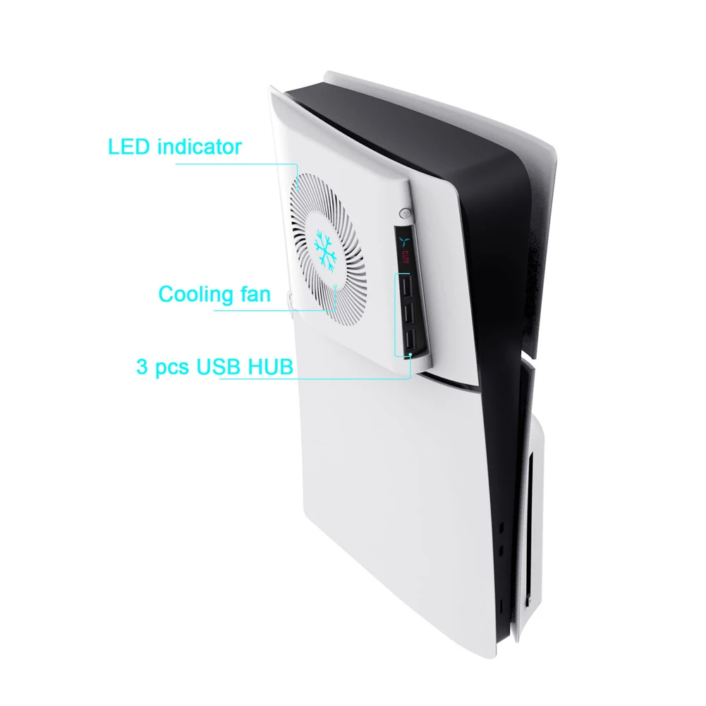 Console Cooling Fan For Playstation 5 Slim Side-Mounted Cooling Fan With Cooler Side Temperature Control Face Cover