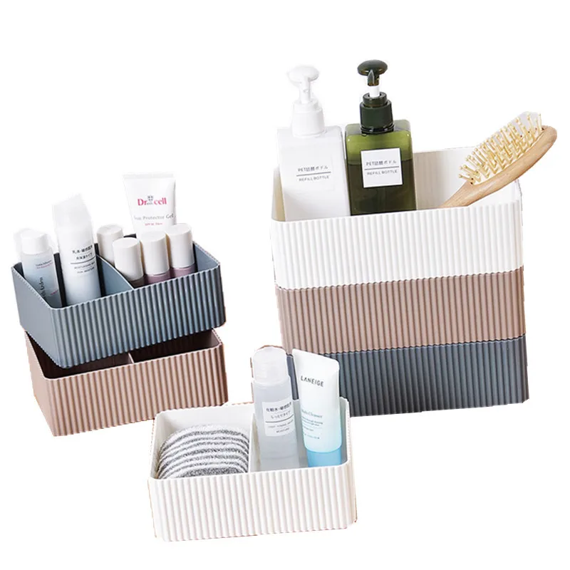 Organizzatore di trucco in plastica griglia Desktop Home Office bagno scatola di immagazzinaggio articoli vari Bin Case Cosmetic Closet closet Organizer - immagine 3