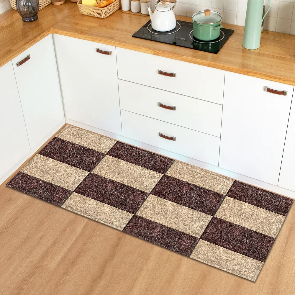 Gittermuster, Küchenläufer, Teppich, rutschfest, langlebig, Matte für Küche, Gang, Zubereitungszone, Kochzone, Vintage, kreatives Bereichsdekor