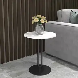 Mesa auxiliar de hierro forjado, mesa de esquina para sala de estar, pequeña mesa de centro de mármol, pequeña mesa redonda, sofá, balcón, mesa pequeña