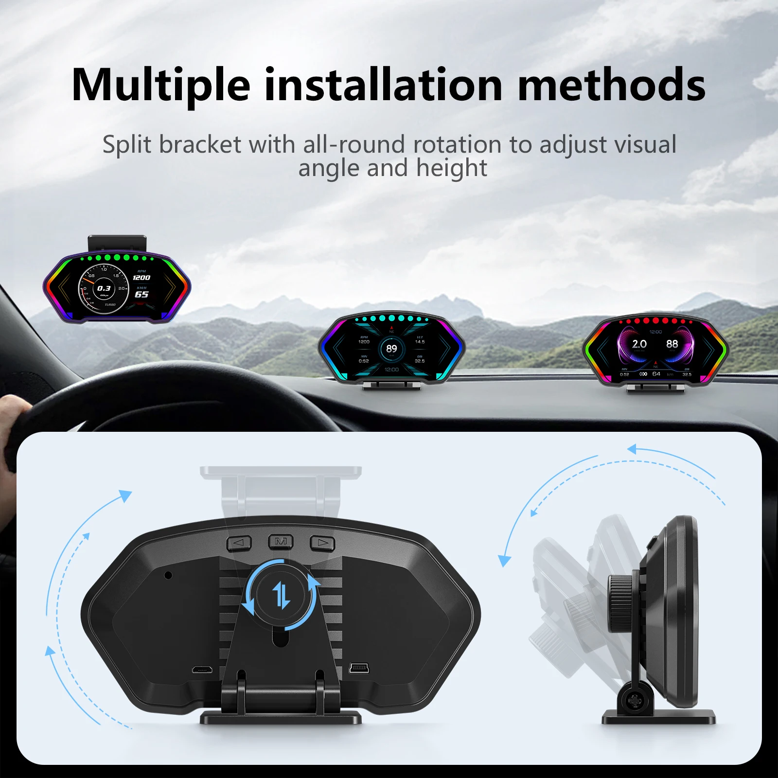 2023 NEW P3 HUD OBD GPS Heads Up Display Digital Gps Speedometer Wtih Water  Oil Temperature Alarm Multi-function LCD Instrument - AliExpress