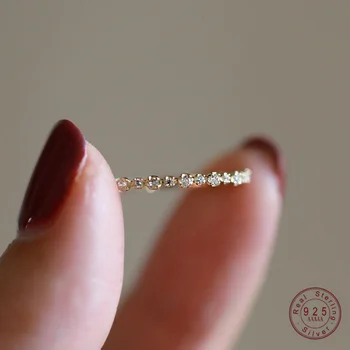 Anello geometrico con zirconi scintillanti in oro 14 carati placcato in argento sterling 925 per le donne Accessori per gioielli da sposa squisiti e dolci
