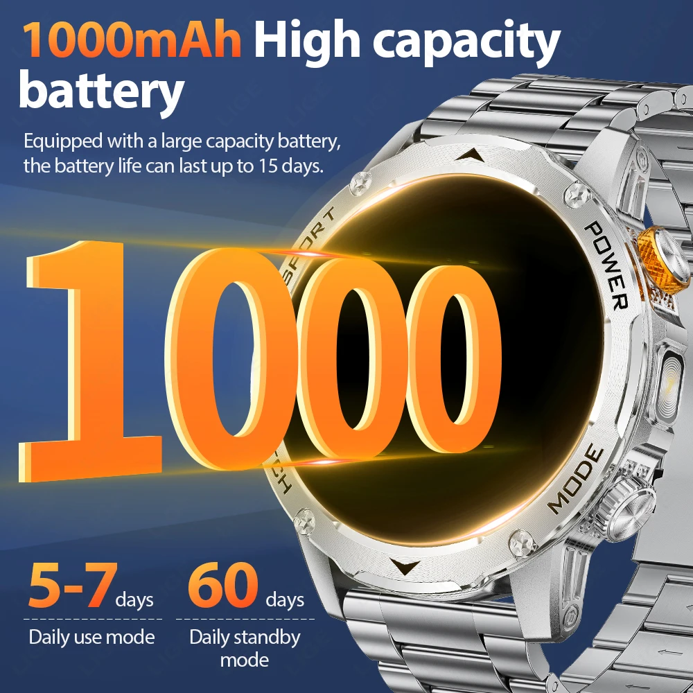 LIGE ���ο� ����Ʈ��ġ ������ 1000mAh ��뷮 ���͸� �ƿ����� ������ ��� �ɹڼ� ������ BT ��ȭ 1.7��ġ HD ����Ʈ��ġ